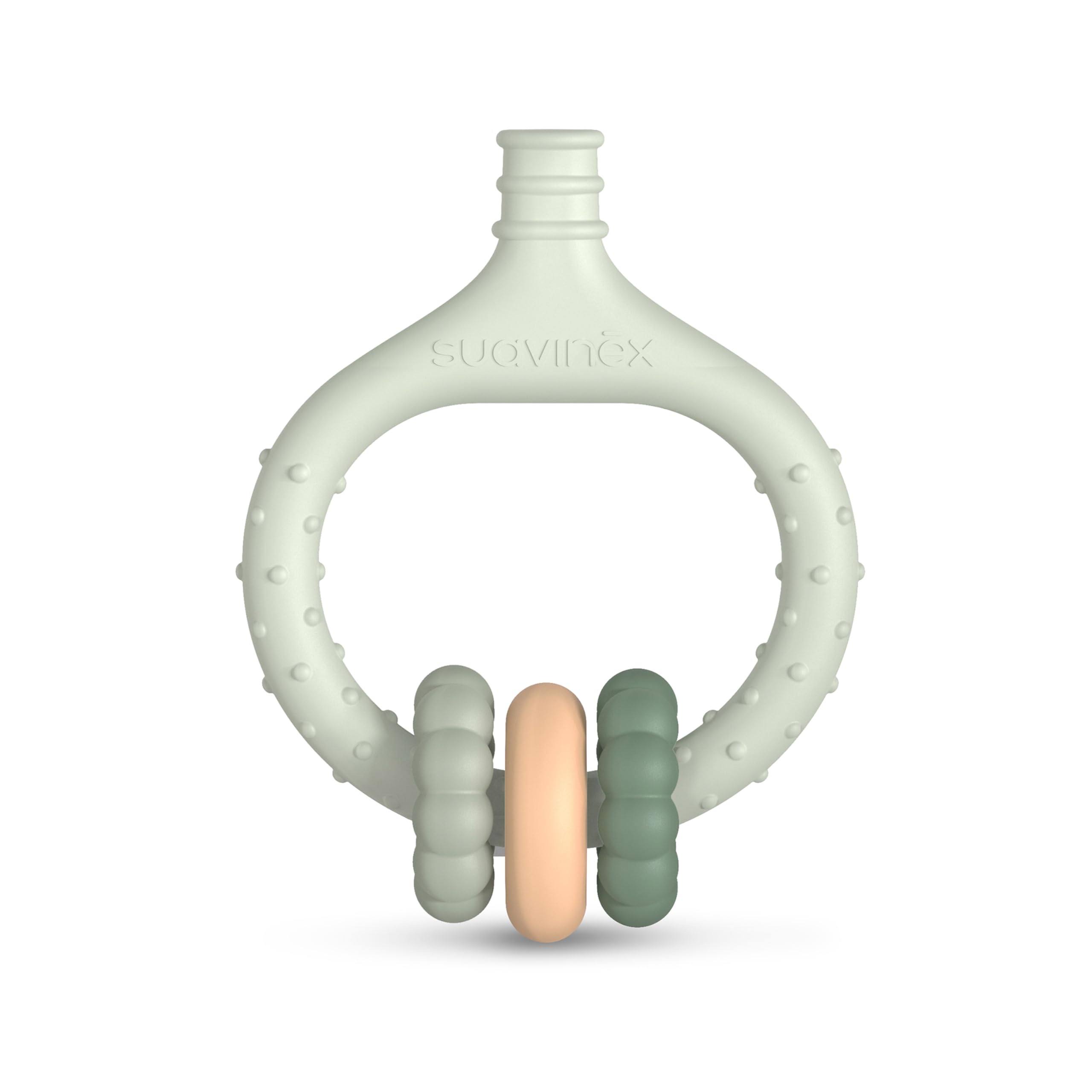 Suavinex, Masajeador de Encías para Bebés, Mordedor de Silicona, Anillo de Dentición, Alivia y Calma las Encías, Con Relieves y Texturas, Ergonómico, Ligero, Apto Lavavajillas, +0 Meses, Verde