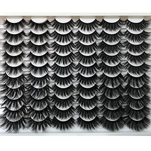 Pooplunch False Eyelashes 30 Pairs Dramatic 6 Styles Fake Eyelashes Pack 20MM Faux Mink Lashes Thick Crossed Fluffy Volume Soft Reusable Eye Lashes Wholesale Multipack