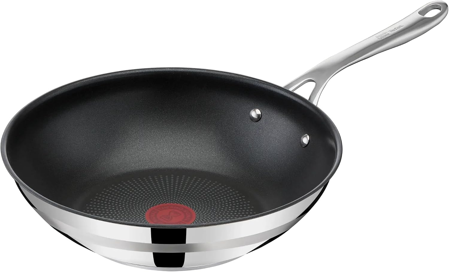 Jamie Oliver Cook' Smart patelnia wok ze stali nierdzewnej 28 cm z powłoką zapobiegającą przywieraniu z tytanu, E31019