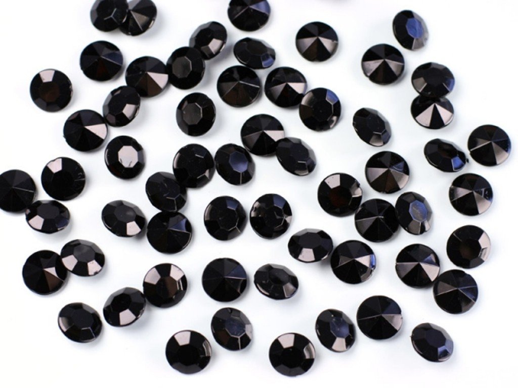 PartyDeco, Pack of 100 Decorative Stones Diamond 1.2 cm/Wedding/Communion/Christening Confetti Table Decorations Steru (Black)