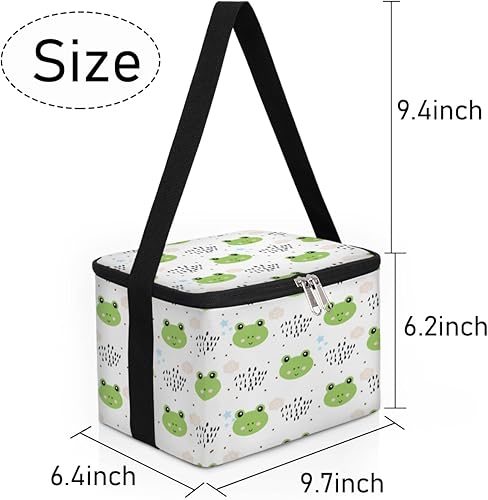 Miniatura 7 de QsirBC Lindas ranas de dibujos animados aisladas, bolsa de almuerzo reutilizable para mujeres, bolsa cuadrada de comida para adultos y hombres,