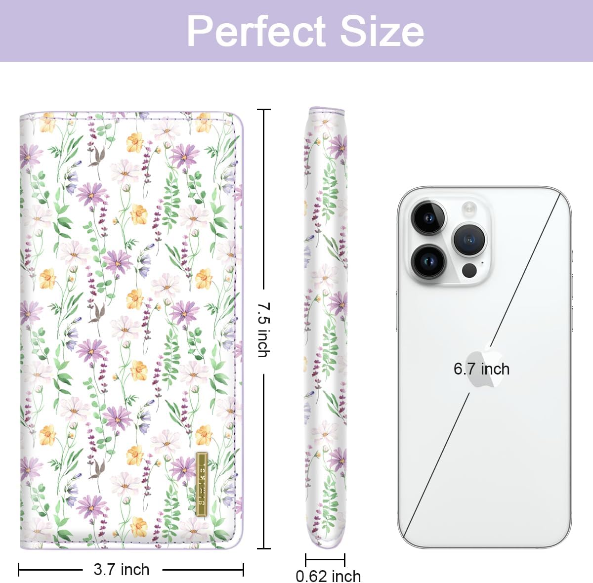 Ultra Slim Womens Wallet Minimalist Thin Long Leather Bifold Wallet RFID Blocking Card Holder Organizer with Zipper Coin Pocket Ladies Girls Gift Purse, White Daisy - Image 4