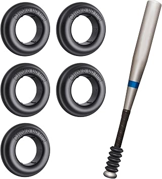 MIPREZT 5 Pack Baseball Bat Grips Chalk Up Rings Chalk Rings Baseball Softball Tee Ball T Ball Bat Chalk Up Rings Bat Knobs Baseball Bat Accessories - Black
