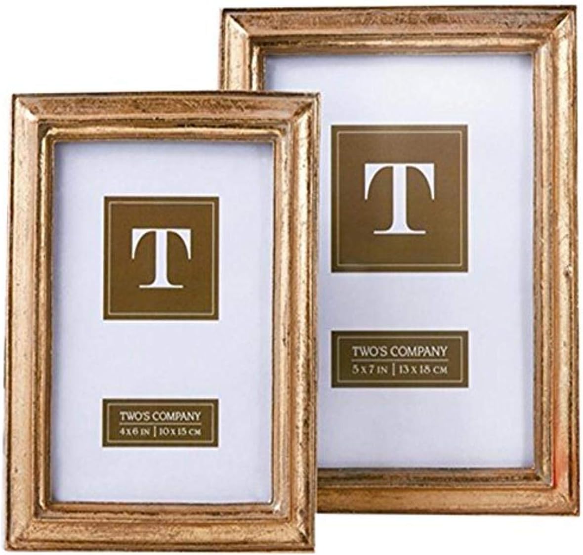 Two's Company 50390 Set of 2 Gold Leaf Photo Frames Includes 2 Sizes