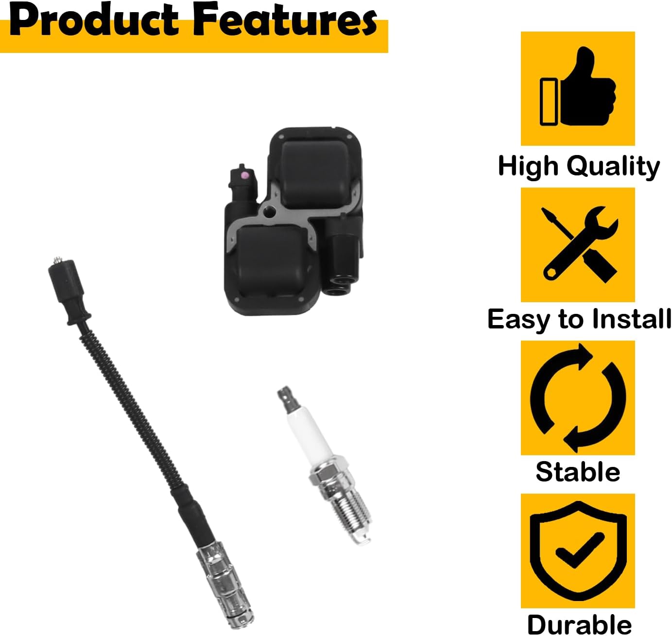 GN10015 GN10361 UF359 C1361 6-Piece Ignition Coil Set with 12 Iridium Spark Plugs and Wire Set Compatible with Mercedes-Benz SLK320 ML320 ML350 E320 CLK320 C320 C240 C280 and Chrysler Crossfire