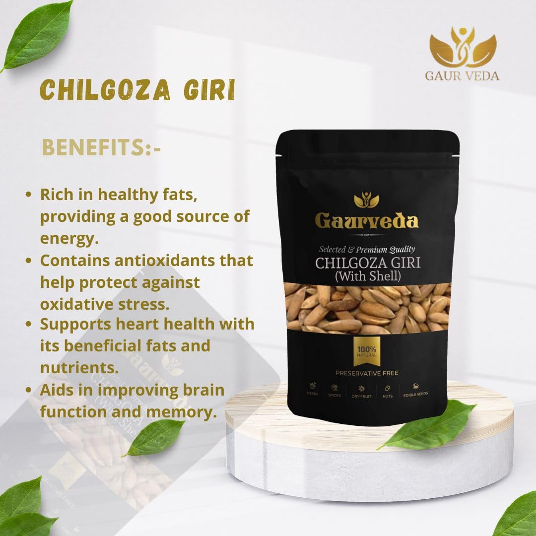 Gaurveda Pine Nuts with Shell -) ine nuts - chilgoza - Chilgoza Dry Fruits - Pine Nuts Dry Fruits (50 Grams) - Image 4 thumbnail