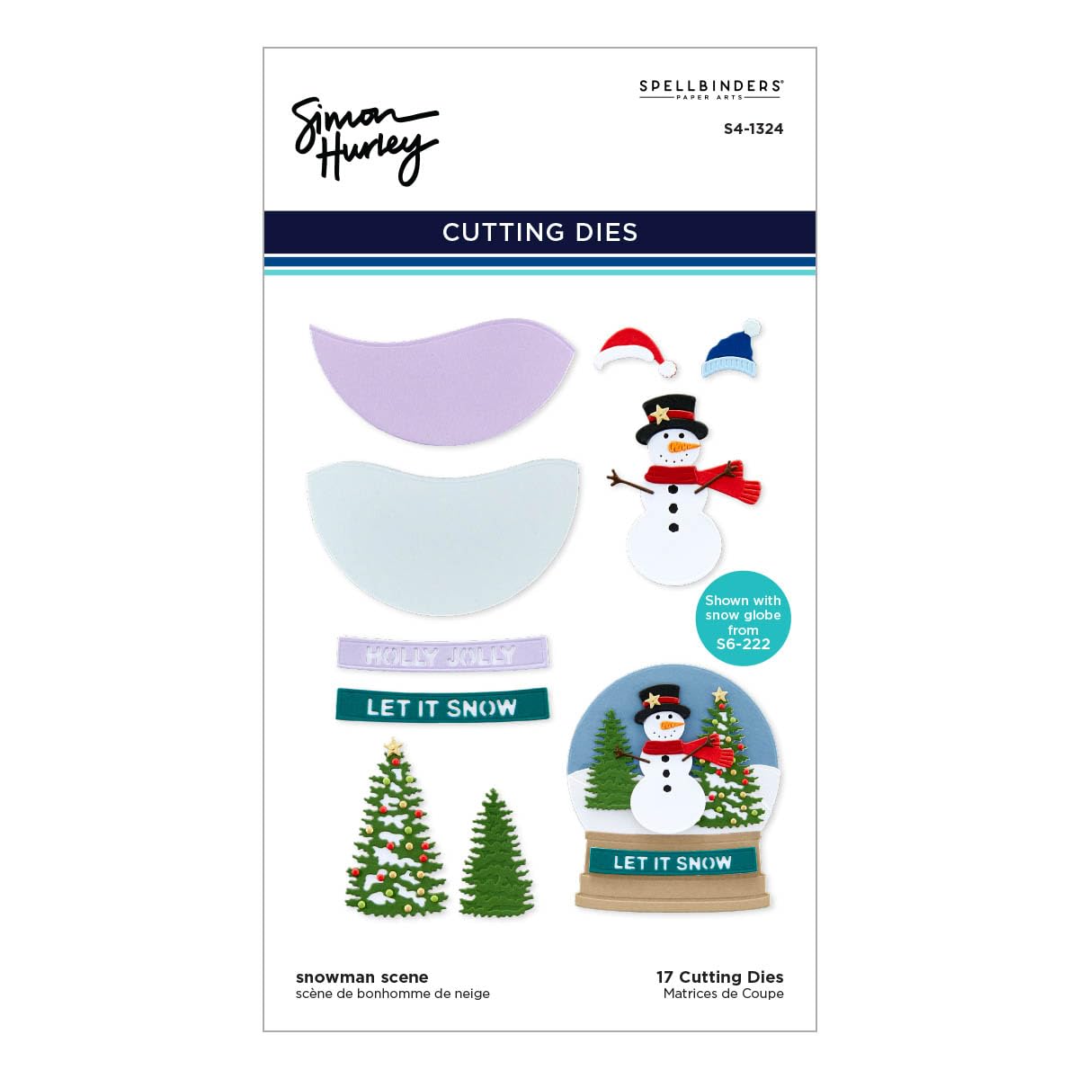 Snowman Scene Etched Dies from The Simon's Snow Globes Collection by Simon Hurley
