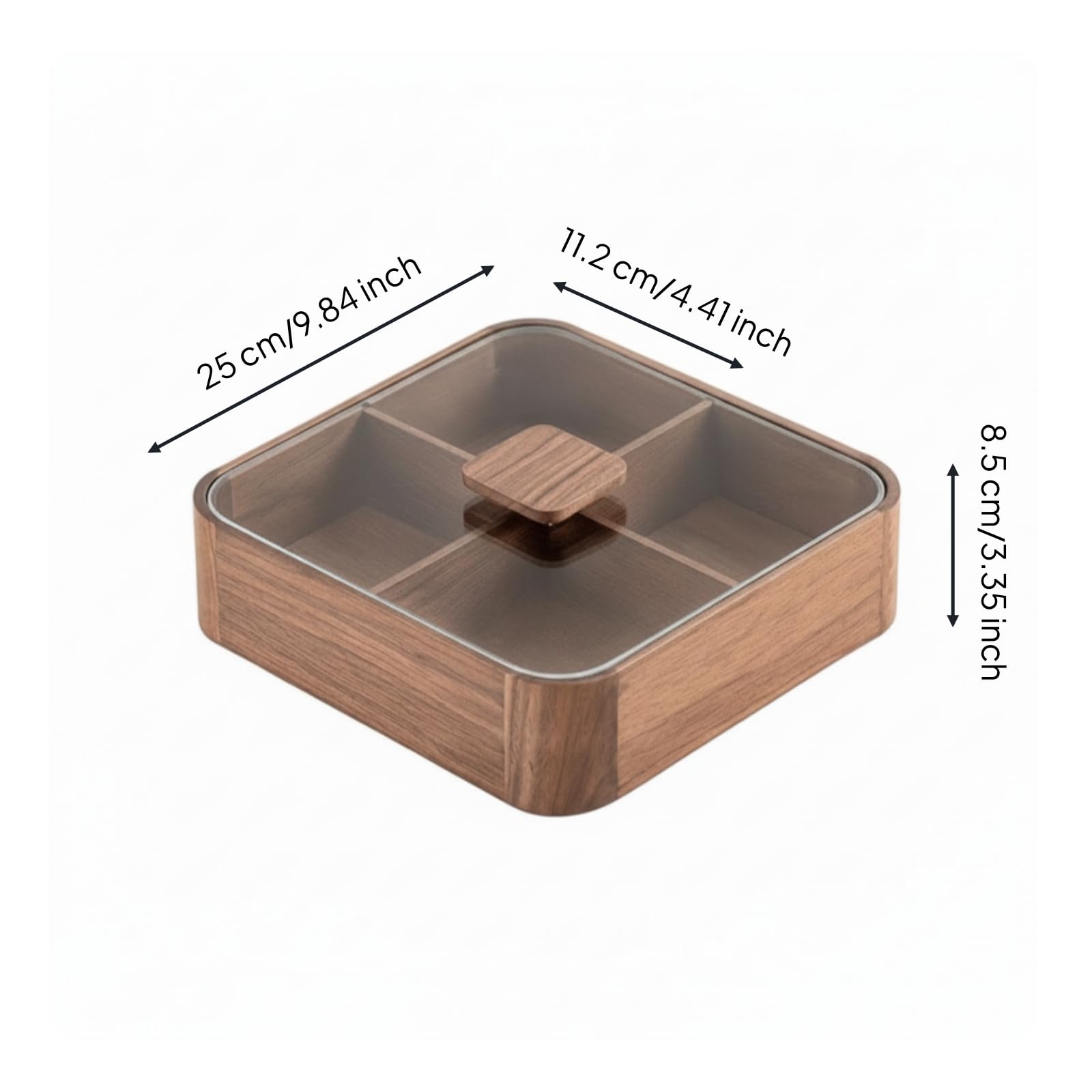 Snackschale mit Glasdeckel flach box mit Unterteilung tragbar Snackschale Fächern für Wohnzimmer, style to 2