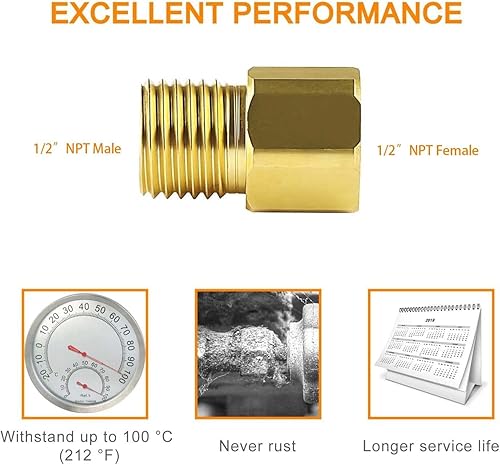 Miniatura 2 de Lanceler 4 piezas de tubería de latón, rosca NPT hembra de 12 pulgada x 12 "macho NPT rosca adaptador reductor hexagonal de latón 1200psi de alta