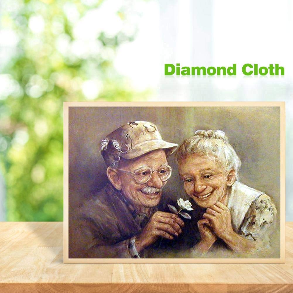 Kit Pittura Diamante 5D fai da te Completo, Accogliente coppia di anziani 45x60cm Adulti Diamond Painting