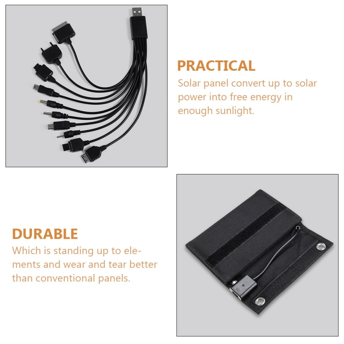 Panel Solar Plegable Portátil de 15w y 6v Material Monocristalino y Protección contra Lluvia Adecuado para Camping y Emergencias