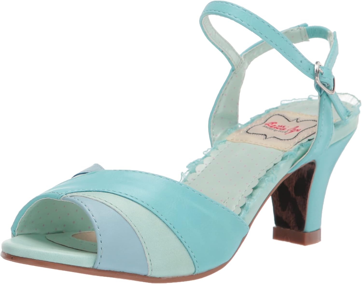 Bettie Page Women's Ankle Strap Sandal Heeled, Turquoise, 9