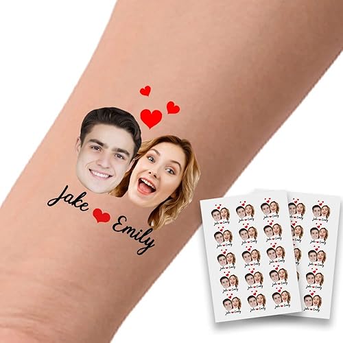 Tatuajes personalizados tatuajes temporales personalizados con foto cara nombre corazón para fiesta de cumpleaños boda novia novio regalo