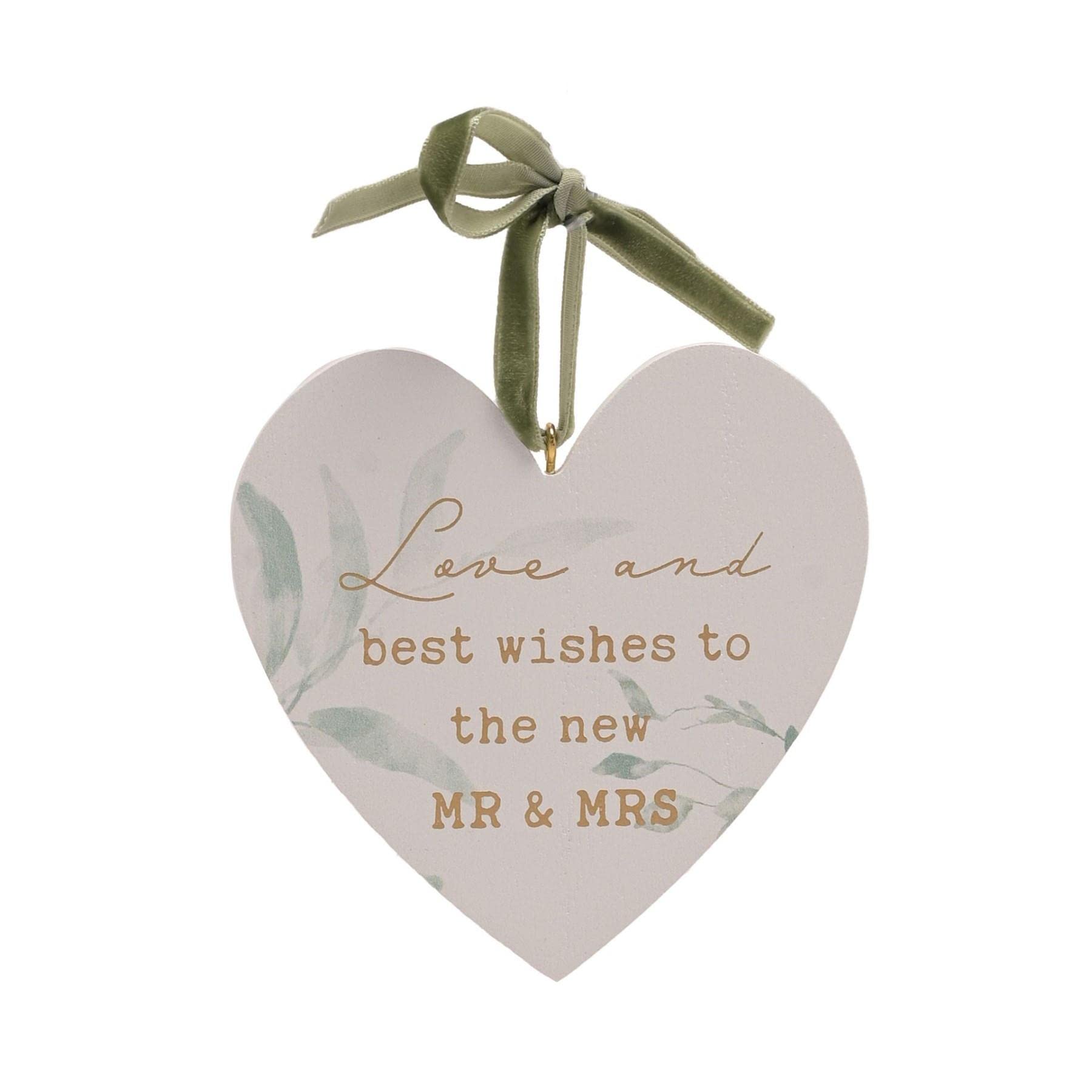 Widdop And Co Multicolour Wedding Wooden Heart Hanging Plaque - Mr And Mrs 10Cm
