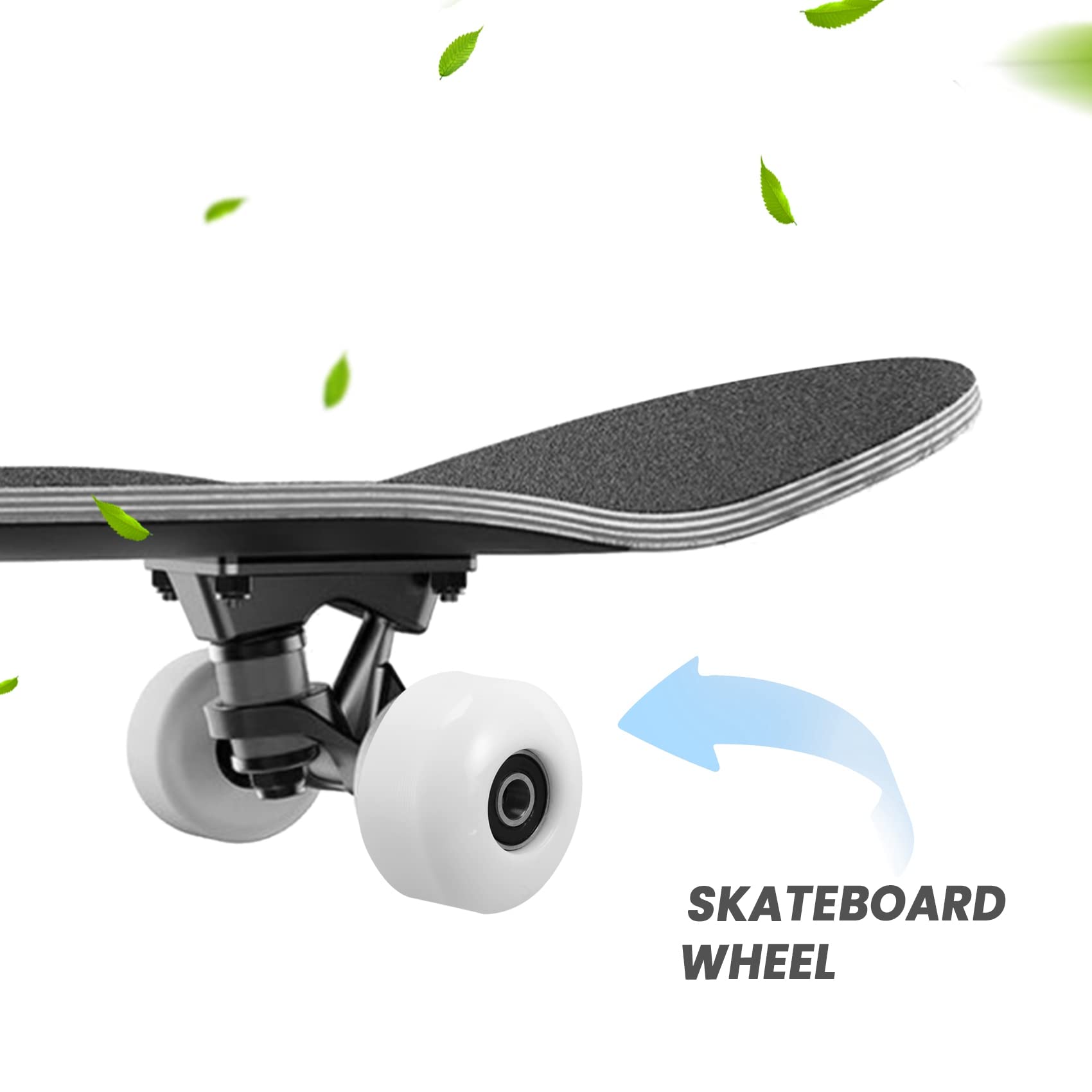 Roues de Planche à roulettes avec Roulements 52X30Mm Street PU Roues Pièces de Planche à roulettes Cruiser Roues de Planche Longue (Ensemble de 4) Blanc