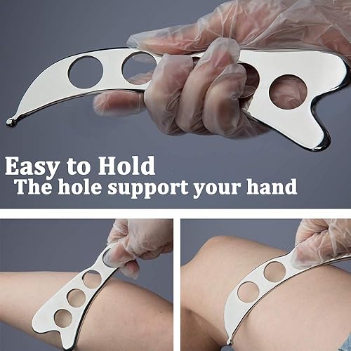 Miniatura 2 de FeelFree Sport Herramienta de masaje de raspado de guasha de acero inoxidable para tejido suave, material de terapia física utilizado para espalda,