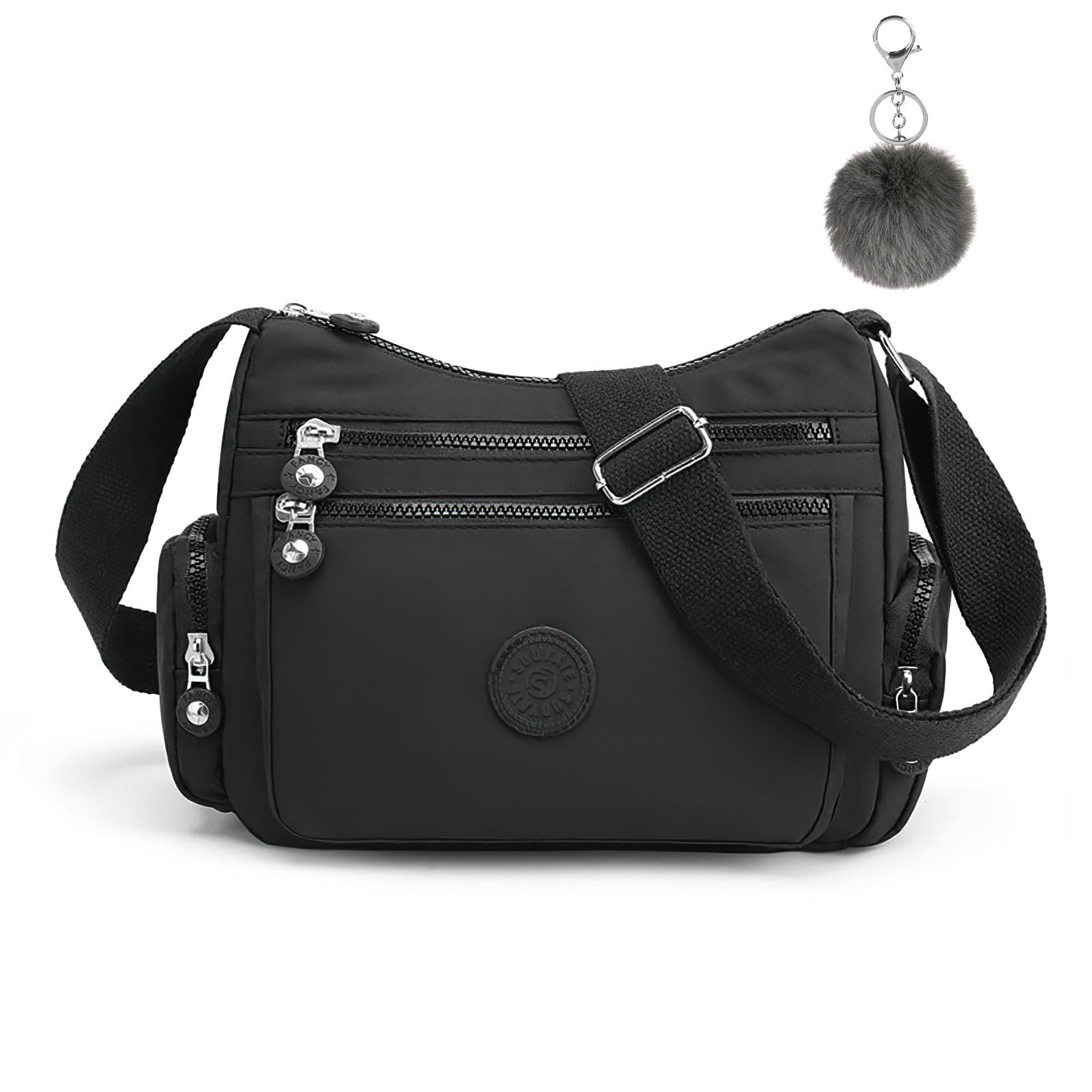 Women's Multi-Pocket Casual Crossbody Bag, Multifunctional Travel Bag with Adjustable Shoulder Strap, Nylon Lightweight and Waterproof, for Shopping, Hiking, Everyday Use