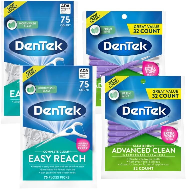 Complete Clean, Variety Pack, Fresh Mint Angles Floss Picks (75ct), & Interdental Cleansers (32ct) (2 of Each)