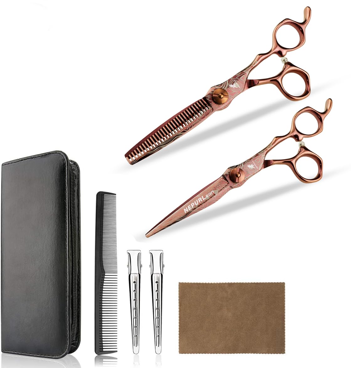 Ciseaux à effiler en acier 440C de 15,24 cm pour coupe de cheveux sans fourche