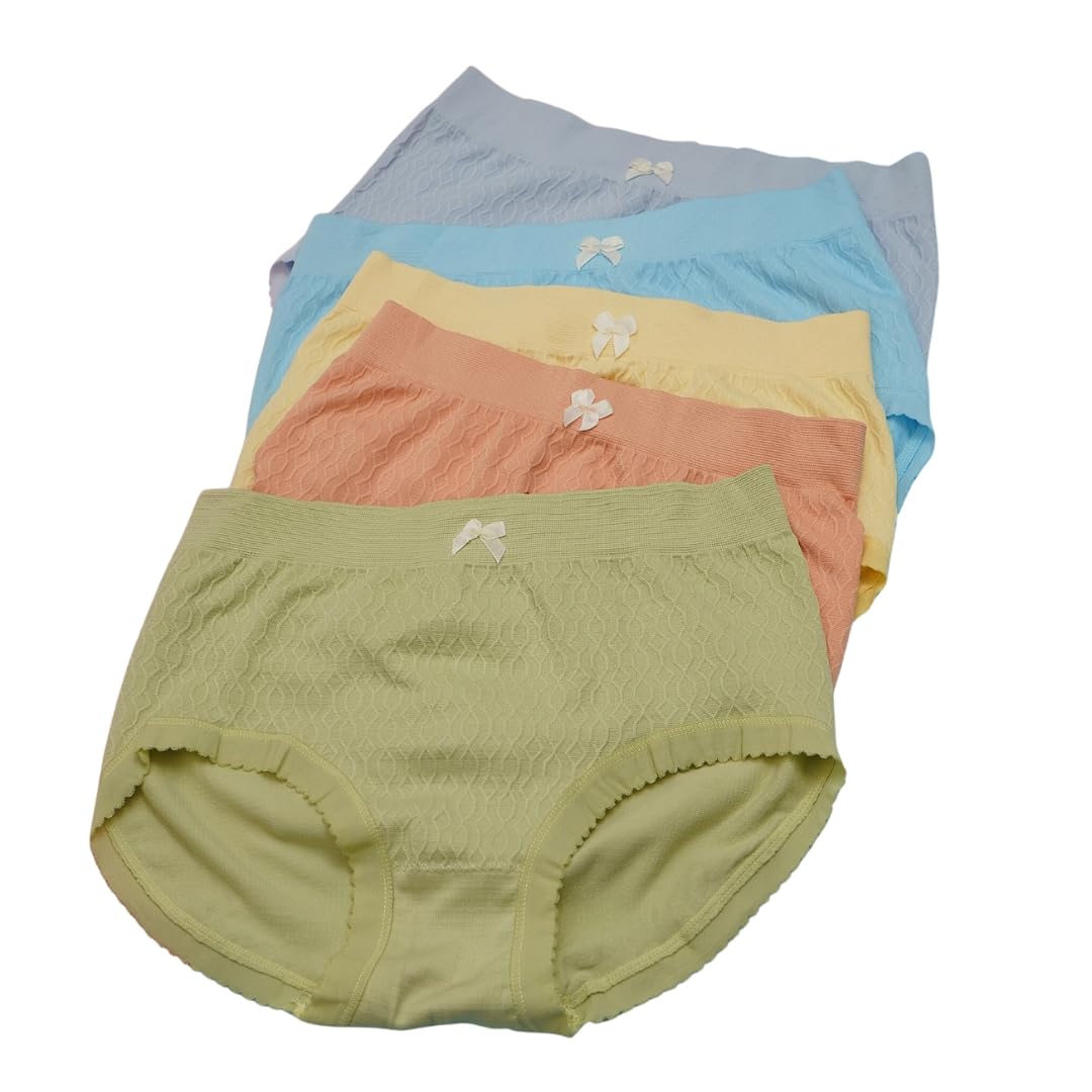 sgc sweden Women's Cotton Blend Classic Hipster Panties, Seamless Mid Waist, Briefs, Pack 5-picture-32