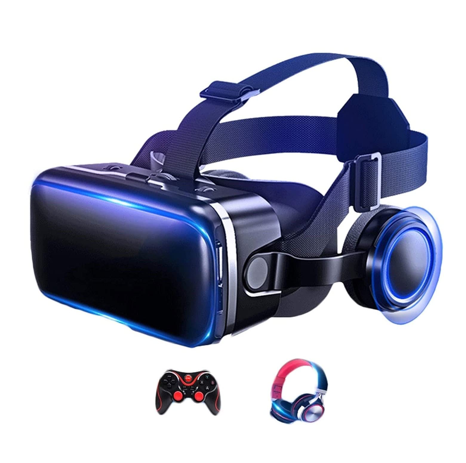 Zestaw słuchawkowy VR kompatybilny z telefonami z systemem iOS i Android | gogle do rzeczywistości wirtualnej 3D | Regulowane okulary VR - prezent dla dzieci i dorosłych (kolor: C)