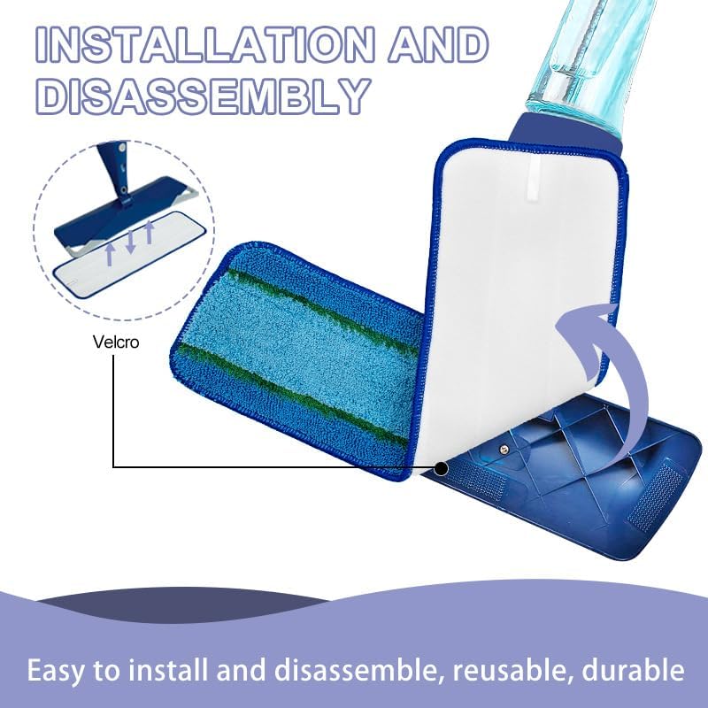 Miniatura 4 de Zengerent Paquete de 6 almohadillas de recambio para fregona Bona Family of Mops, 2 almohadillas de limpieza de microfibra, 2 almohadillas de