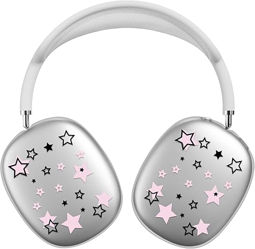 Funda para AirPods Max, pintada de TPU suave antiarañazos funda protectora para auriculares Apple Airpods Max (estrellas rosa)