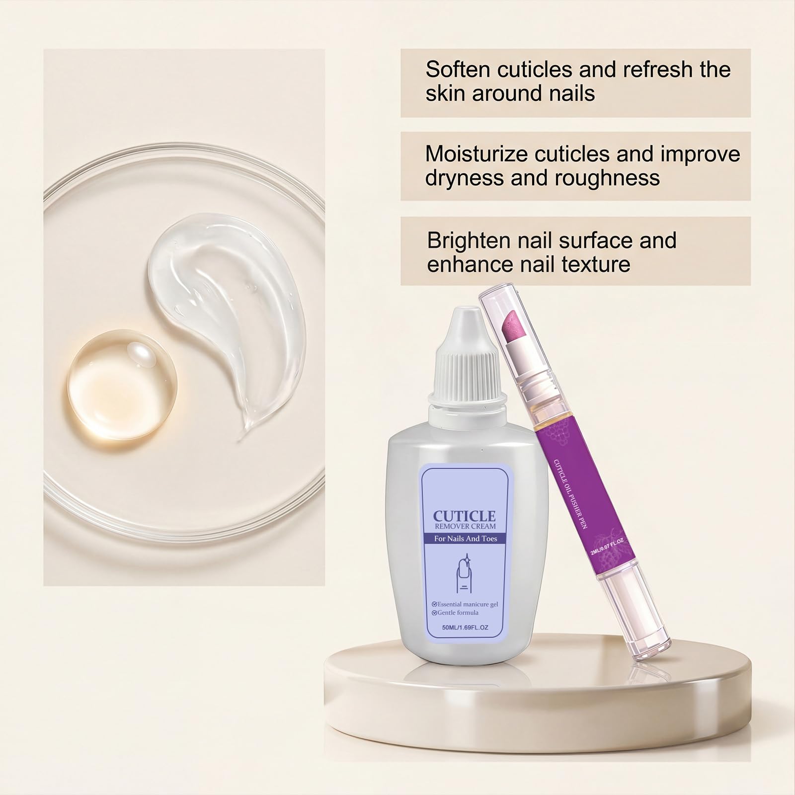 Bolígrafo para el cuidado de uñas, 2 uds., con gel eliminador de cutículas y aceite nutritivo, suave y reparador