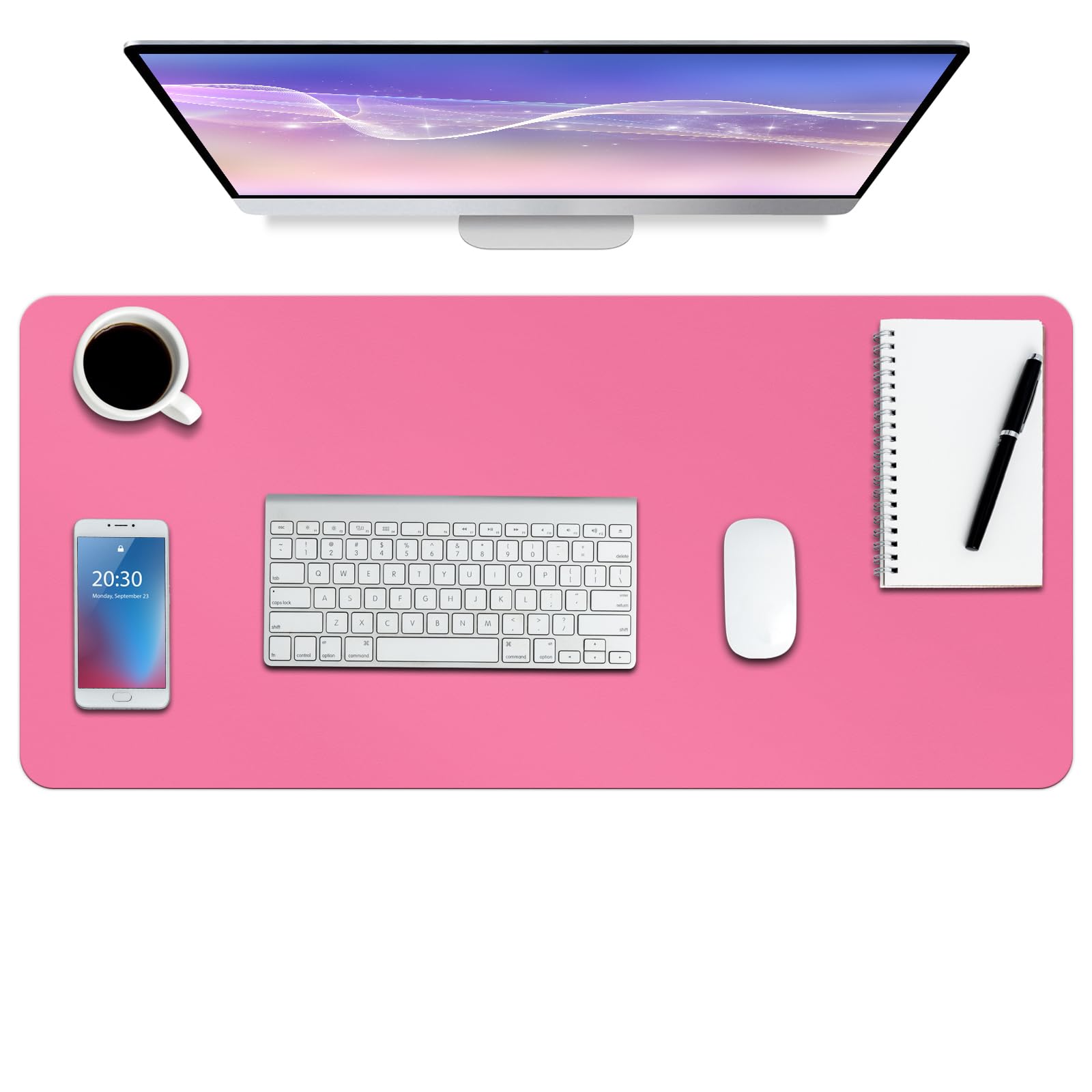 Boutilon Leather Desk Pad Protector,Non-Slip Mouse Pad,Laptop Desk Pad,Office Mouse Mat,Waterproof Leather Desk Blotter,Desk Writing Pad for Office