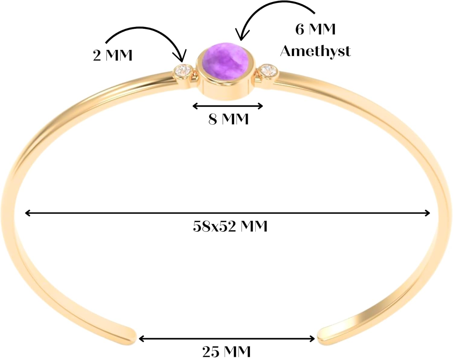 Bracelet for Women – 925 Sterling Silver 18K Gold Vermeil – Adjustable Round Shape Gemstone Bracelet – Elegant Handmade Jewelry Gift for Her, Dainty Gold Finish