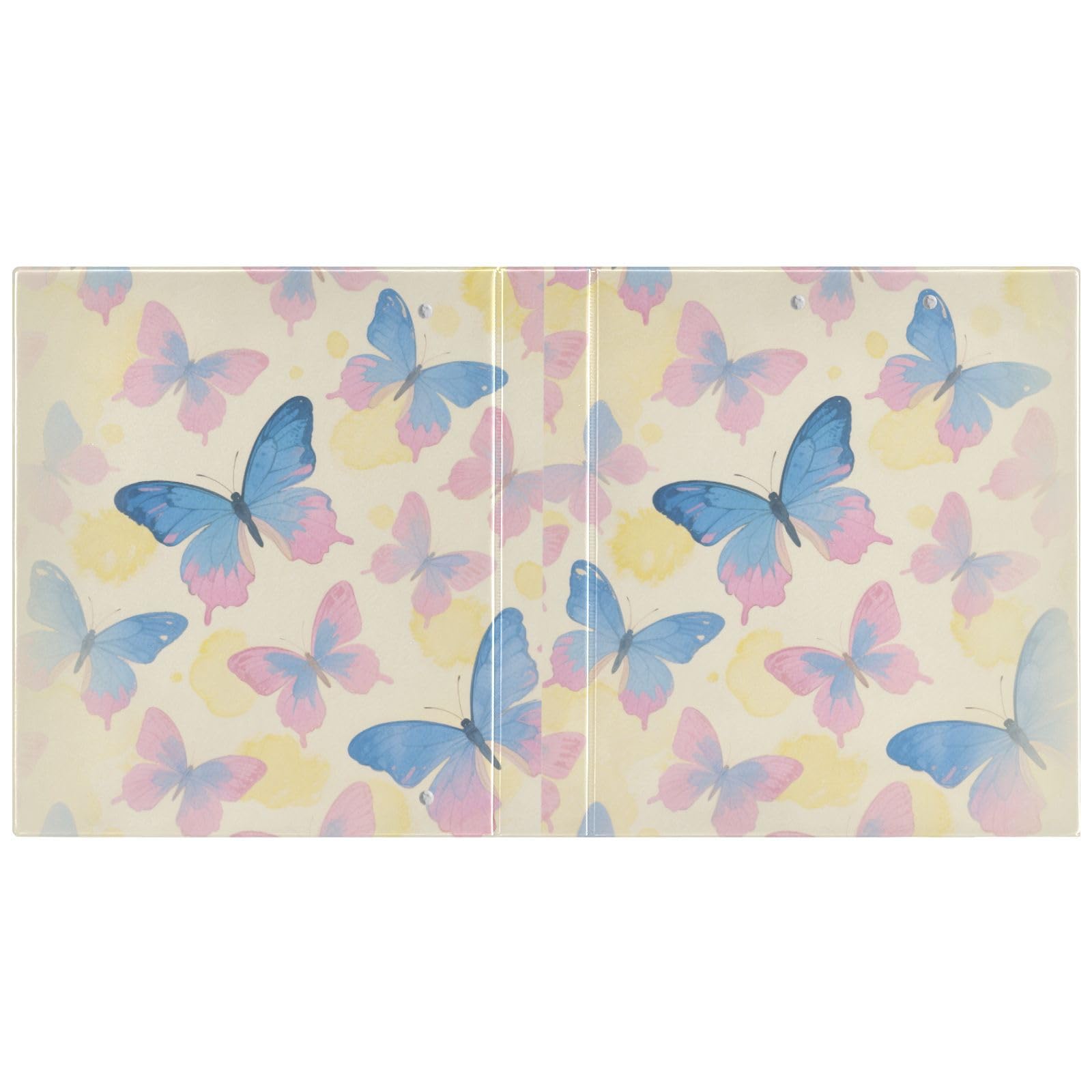 Classeur scolaire 3,8 cm Motif papillon rose et bleu