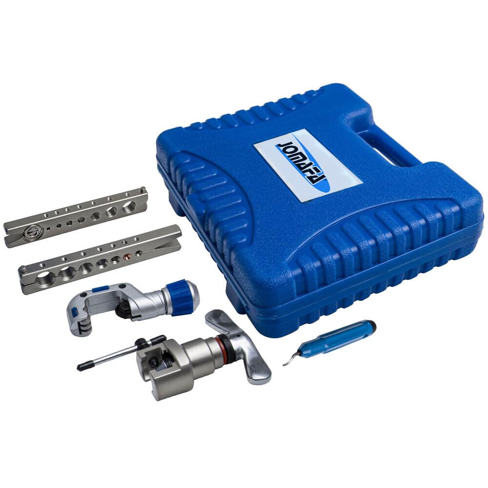 ABOCARDADOR DE TUBOS Herramienta de Abocardado Pulgadas Métricas Abocardadores de Aire Acondicionado para R407c / R410a con Cortador de Tubos | 5-19MM | 3/16 "-3/4"