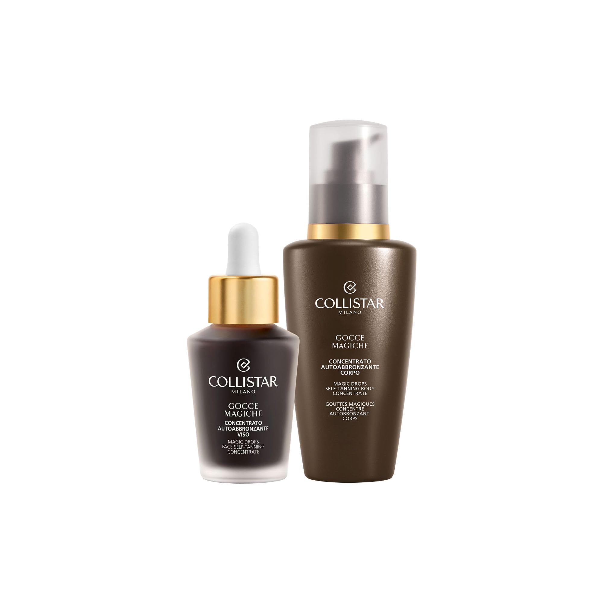 Collistar Set de regalo para mujer Gocce Magiche Autobronceador Cara 30ml + Cuerpo 125ml Set Autobronceador para Mujer Bronceado Natural Intenso Antimanchas Hidratante Larga Duración