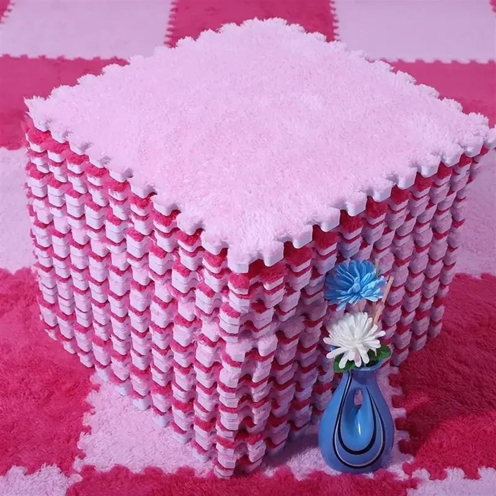 Puzzlematte Schaumstoff-Puzzle-Bodenmatte, 12 Stück, Eva-Schaum-Puzzlematte, Mehrfarbig, 30 x cm(Pink,12" x 12")