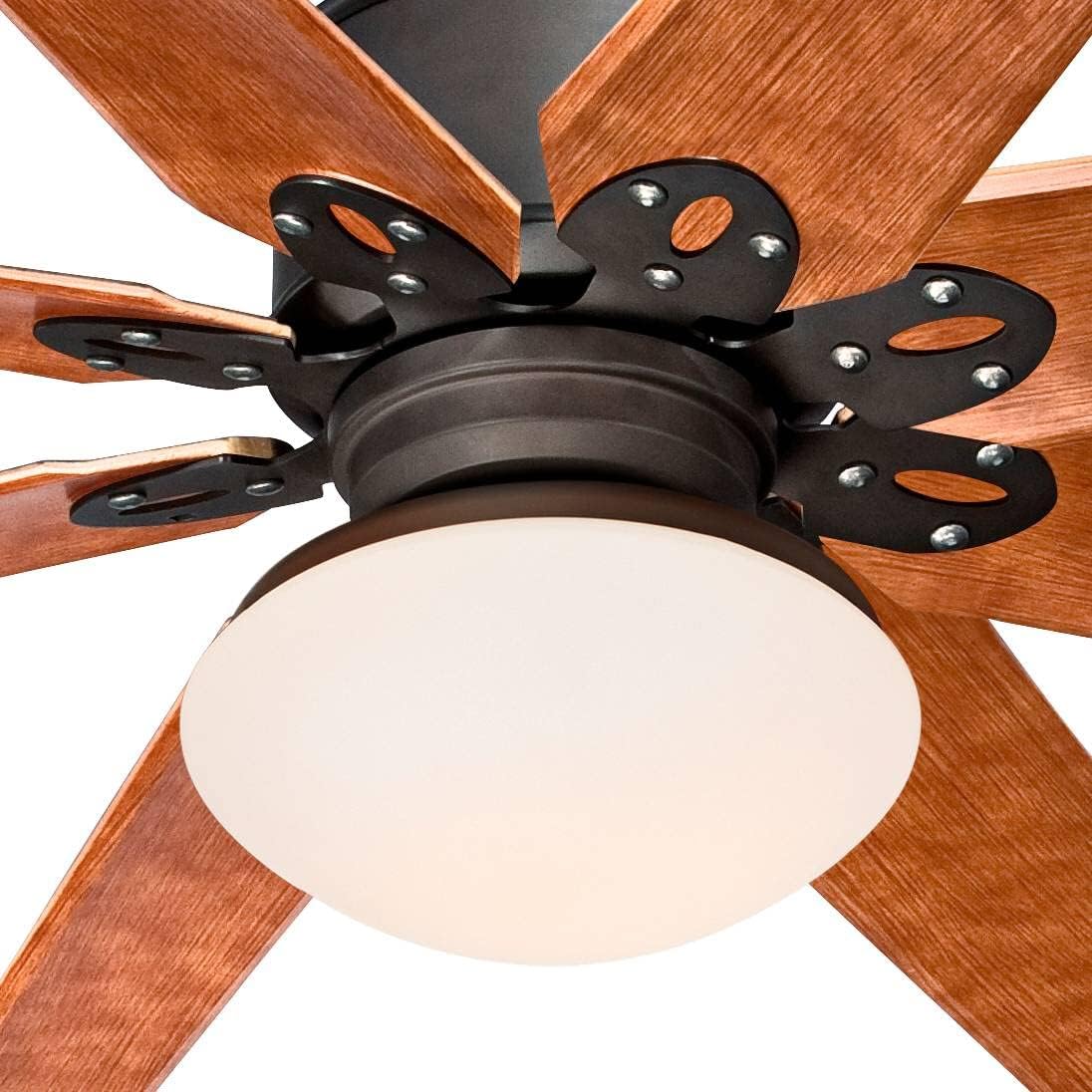 Casa Vieja 72" Predator Indoor Outdoor Ceiling Fan with Light LED Remote Control English Bronze Cherry Blades Opal Frosted Glass Damp Rated for Patio Exterior House Porch Gazebo Garage Barn Roof
