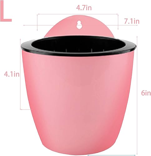 Miniatura 5 de Paquete de 7 macetas de plástico con riego automático para colgar en la pared, tamaño de 7 pulgadas con 7 ganchos de repuesto para plantas, flores,