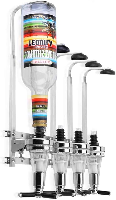 VINEKRAFT 4 Bottle Optics for Home Bar, 4 x 45ml Optics Set for Spirits, Wall Mounted Wine Drink Dispenser Bar Butler for Home Pub, Garage, Man Cave, Bar