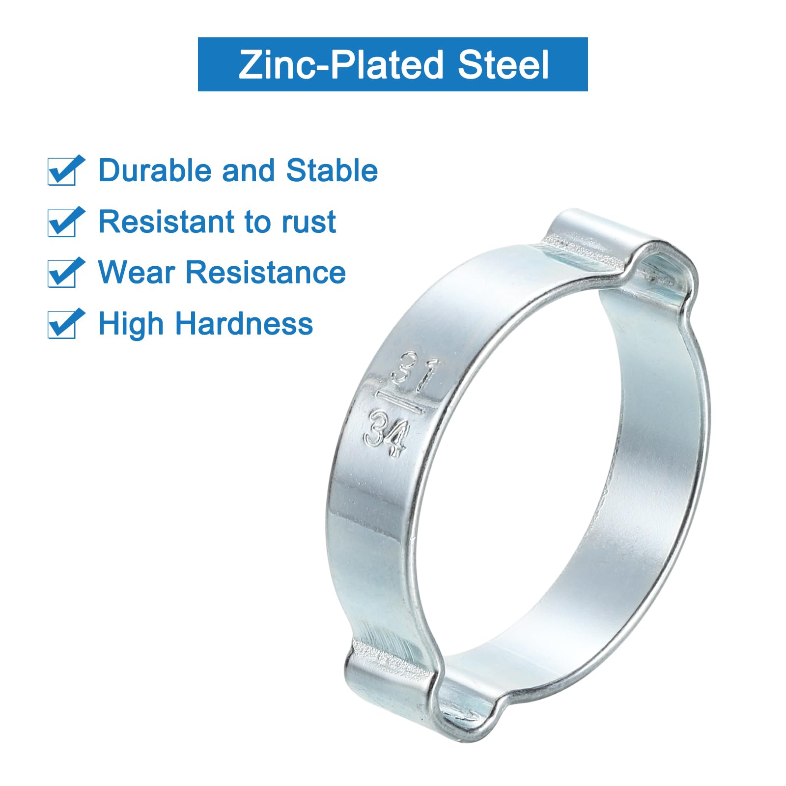 PATIKIL 30 Pièces 37-40mm Collier De Serrage Double Oreille O Clips, Acier Inoxydable Anneaux à Sertir En Acier Galvanisé Connexions De Tuyaux Piscine Jardin Tube Eau Gaz, Ton Argenté