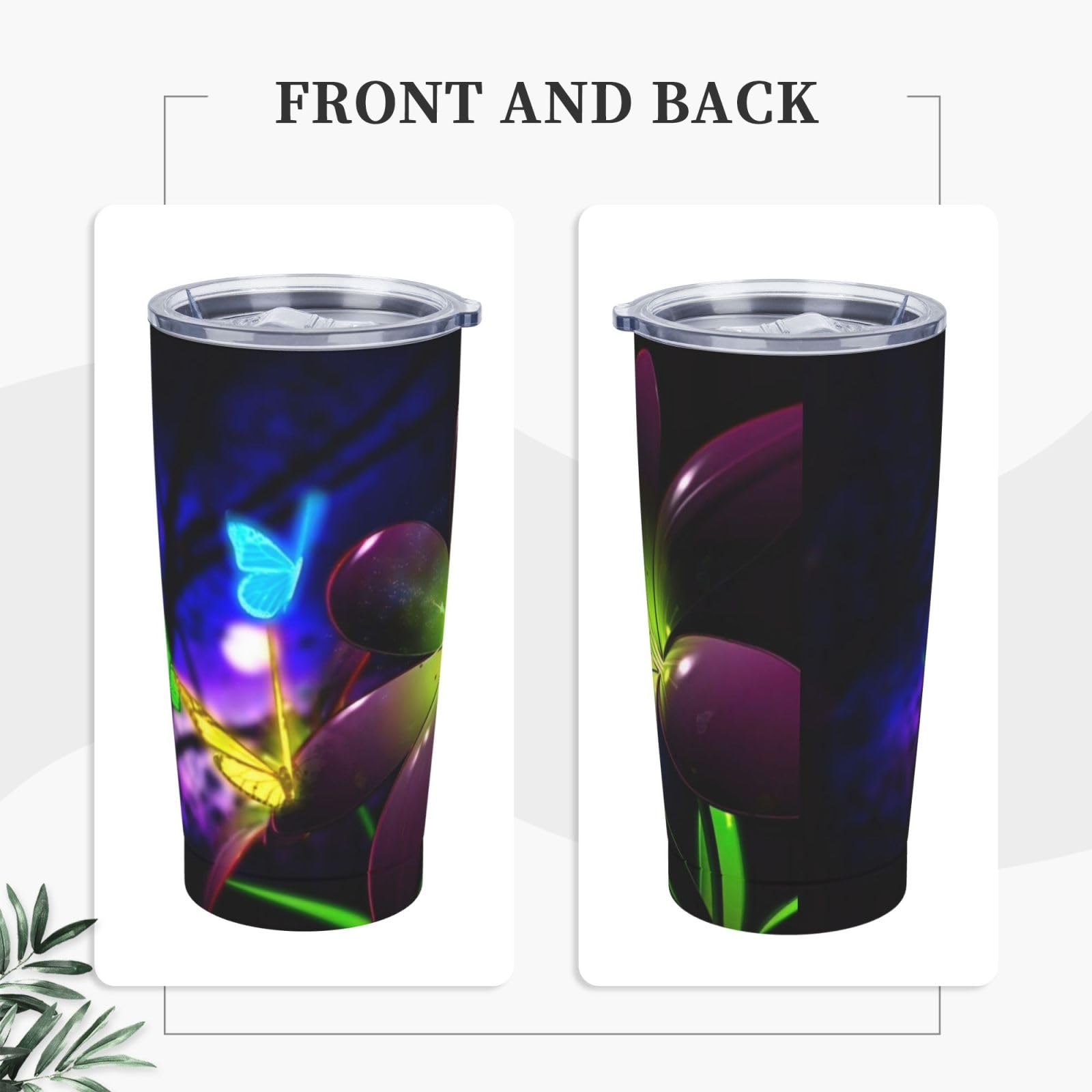 Tazza termica portatile della tazza dell'automobile della tazza dell'acciaio inossidabile stampata della farfalla del fiore viola blu