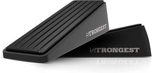 Vista 55 de Strongest Home Cuña de tope de puerta resistente (6 piezas cromadas), tope de puerta de goma antideslizante y metal para puertas pesadas, funciona