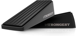 STRONGEST HOME Türstopper Boden Schwer & Hoch, Türkeil Gummi Rutschfest, Keil für Schwere Tür, Groß, Innen & Außen, Türaufhalter, Parkett & Fliesen, Ohne Bohren, Schwarz, Standard, 2er Set