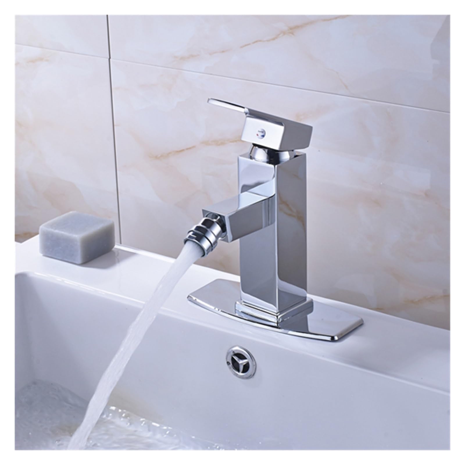 Robinet de bidet chrome poli mitigeur carré élégant pour salle de bain moderne