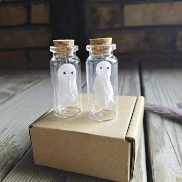 Pack of 2,Little Ghost in a Bottle,Miniature Ghost, Halloween,Ghost gift,Funny Pet Ghost