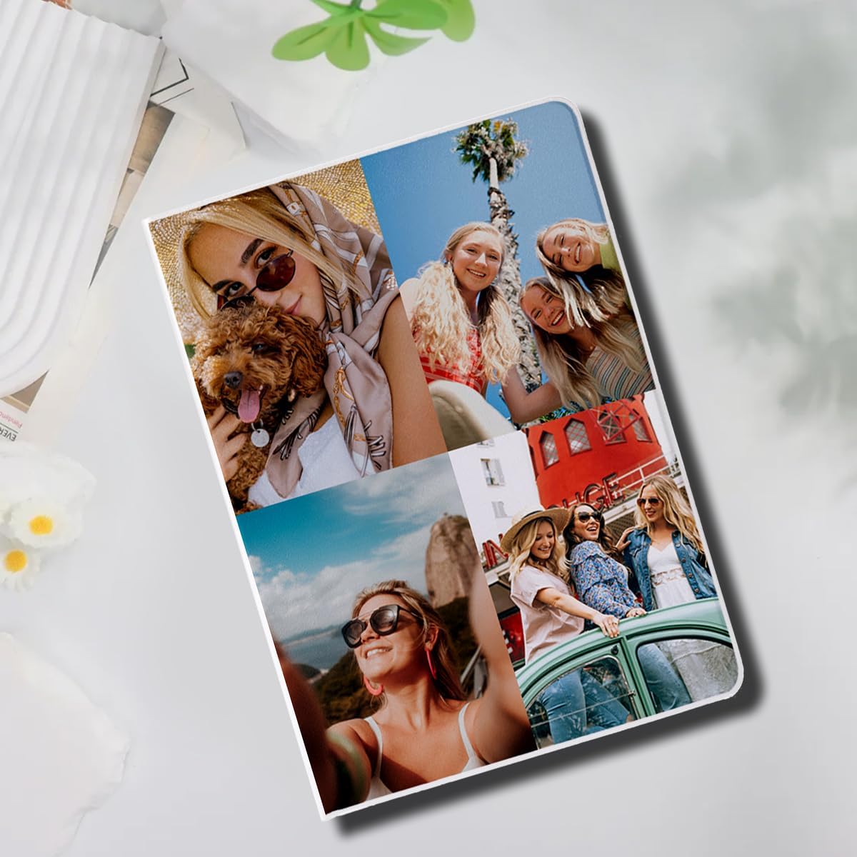 Personalized Customized Case for iPad Pro 13 Inch M5 2025/M4 2024,Custom Multi-Picture Collage Photo Text Name,Shockproof Durable Leather Flip Smart Stand Cover for iPad Pro 13 Inch,Auto Wake/Sleep