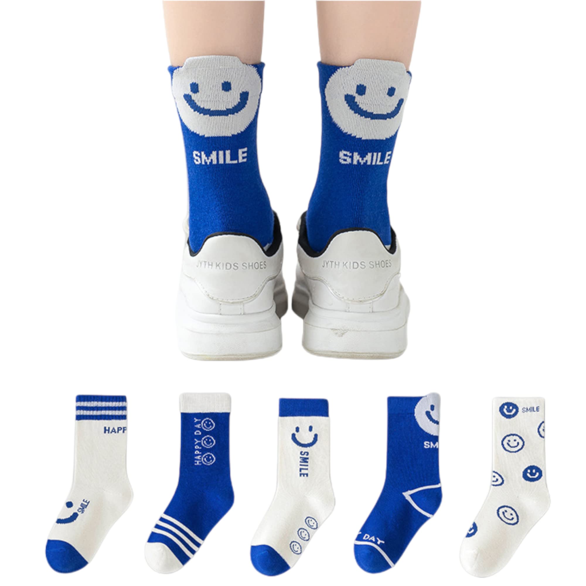 VILAVALIBaby Socks Cute and Fun Smile Face Socks for Kids Happy Face Preppy Socks for Boys and Girls Funny Socks