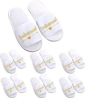 7 Pairs Bridesmaid Slippers for Women, Disposable Slippers Wedding Slippers for Women Bridesmaid Slippers Set Bulk Bridesmaid Gifts for Wedding Day Bridal Party Bachelorette Party Gifts