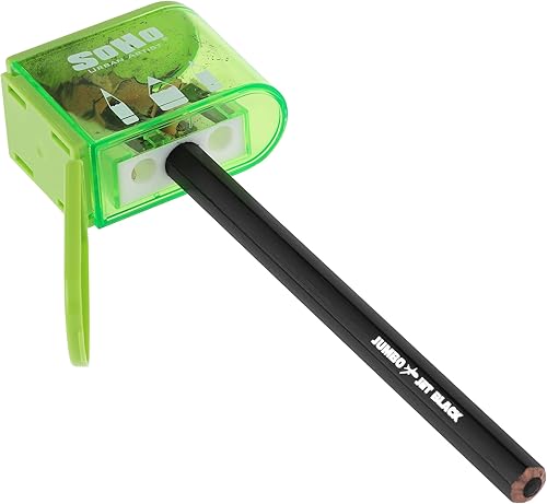 Miniatura 5 de SoHo Urban Artist Sacapuntas de 3 agujeros, perfecto para afilar sobre la marcha, regreso a la escuela, artistas de todos los niveles y más. - Negro