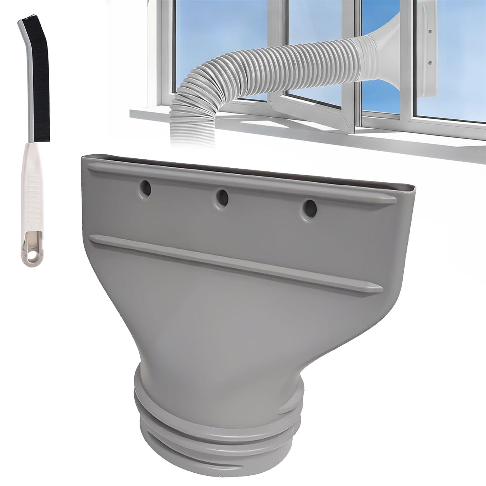 Liocwocne A Ir Con Hose Window Vent Ttachment, Flat Ir Conditioner Window Dapter For 130Mm & 150Mm Exhaust Hose, Universal Portable C Extension Connector Port For Ir Conditioning (A)