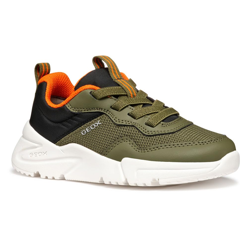 Geox J Loftus BOY C Sneaker, Military/Black, 1 UK
