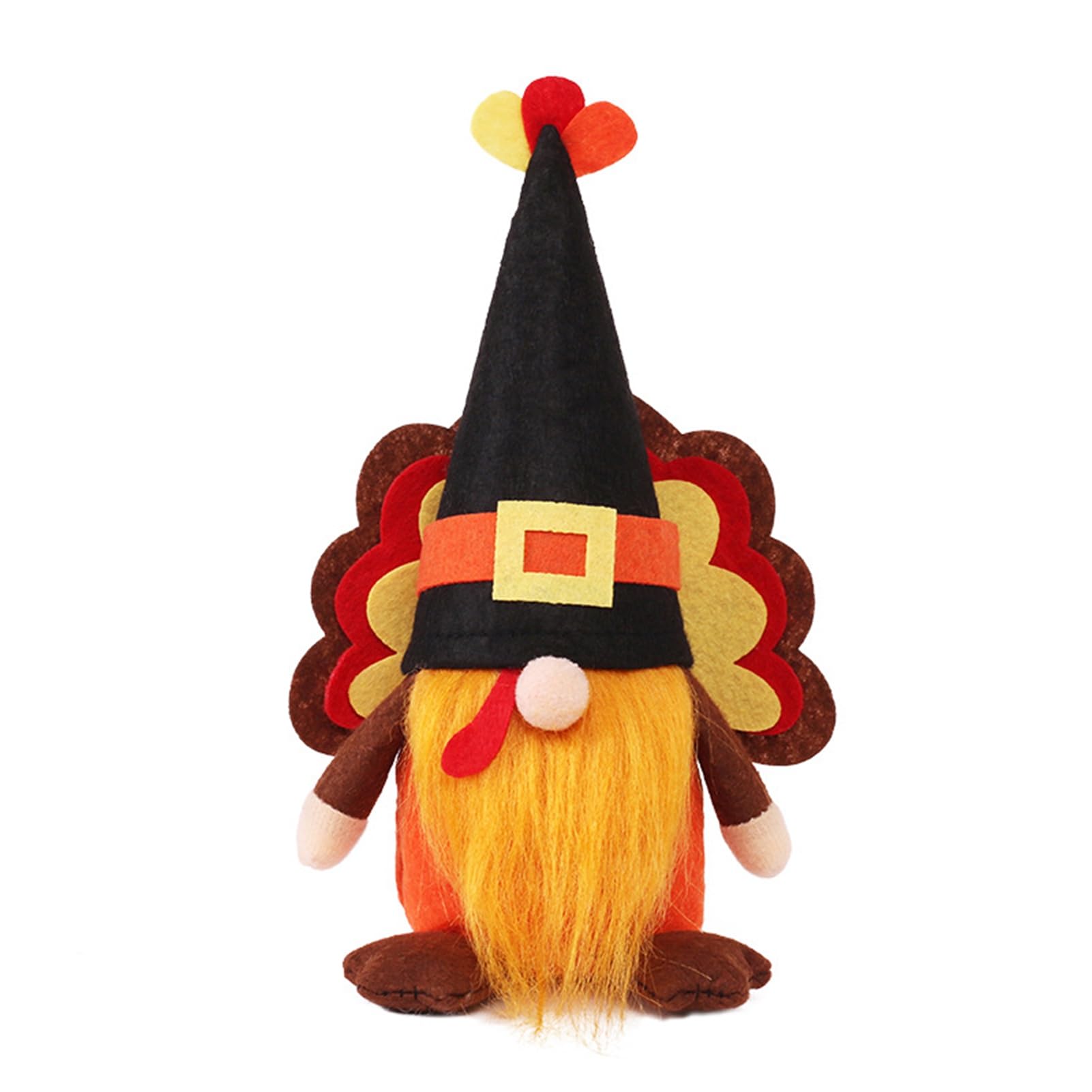 Porceosy Thanksgiving Turkey Gnome Plush Decorations, Handmade Scandinavian Tomte for Autumn Harvest Tiered Tray Table Decor, Cute Faceless Fall Ornaments, 20cm Brown Black A
